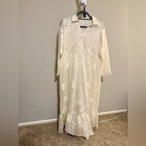 100% Cotton Elegant White Lace Dress